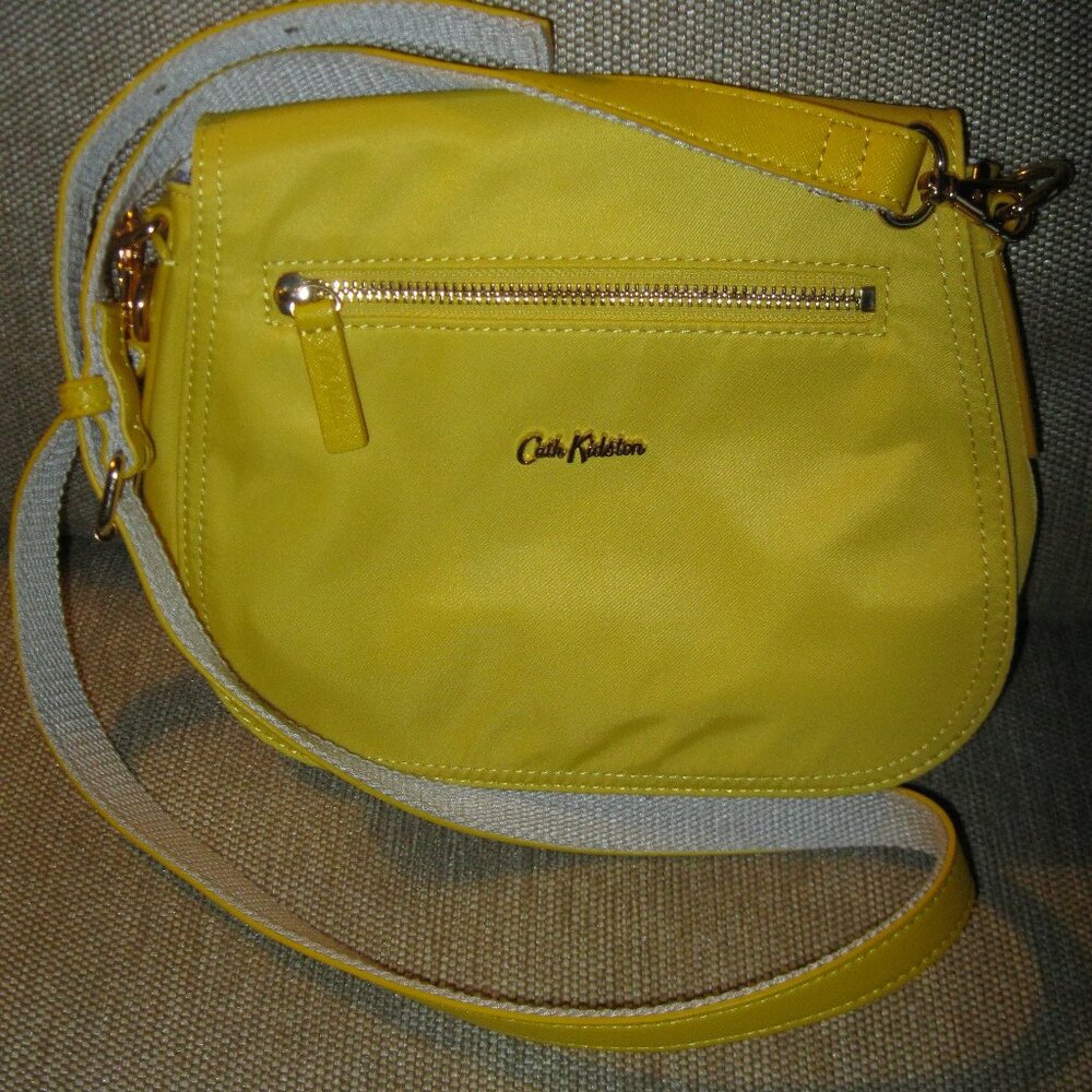 ❤️CATH KIDSTON Nylon Yellow Flap Crossbod Bag Purse